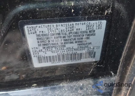 2016 Nissan Sentra S from USA, damaged, VIN 3N1AB7AP6GY323099